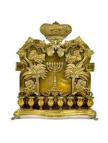 Antique Norblin & Co. Brass Hanukkah Lamp Menorah, Poland