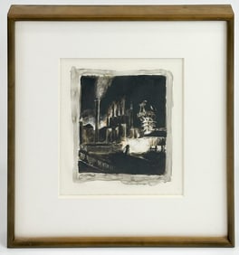 Lawrence Gipe (b. 1962) Painting on Vellum Depicting Factory