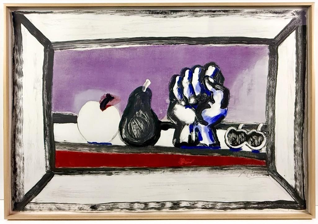 Martin Lubner (1929-2016) Gouache on Paper, Untitled Still Life, 1970: Martin Lubner (1929-2016) Gouache on Paper, Untitled Still Life, 1970Artwork is untitled. Piece is signed in pencil on the bottom right. Depicts a still life with a fruit and a fist.Condition: Paintin