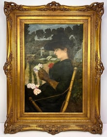 E. Ferdinand Polack (1859-1904) Oil on Canvas, Profile of a Gardener