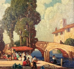Frederic Milton Grant (1886-1959) Oil on Board, Along the Canal