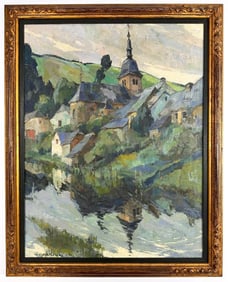 Camille Barthelemy (1890-1961) Oil on Canvas, View of Chassepierre Village in Belgium