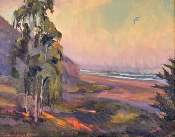 William Ballantine Dorsey (1942-2019) Oil on Panel, Coastal Landscape with Trees