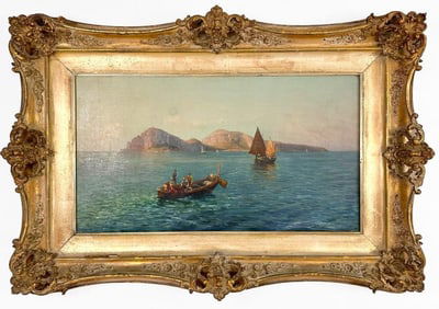Bernardo Hay (1864-1931) Oil on Canvas, Capri Fishing Boat