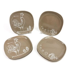 Set of 8 Aucello Symphony Hand Crafted Midcentury Luncheon Plates