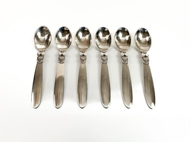 Set of Six Vintage Georg Jensen Silver Demitasse Spoons