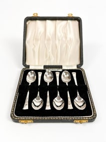 Set of Six Antique A.S.P.Co English Silver Tea Spoons