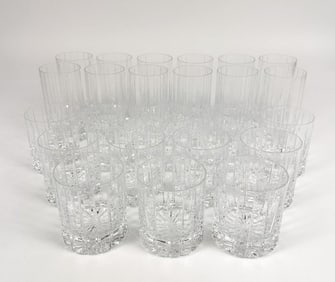 24 Piece Vintage Crystal Highball & Old-Fashioned Bar Glasses