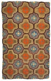 Vintage 1920s-30s Art Deco Floral Pattern Hook Rug