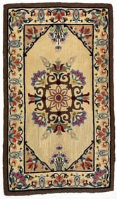 Vintage 1920s-30s Multicolor Floral Pattern Hook Rug