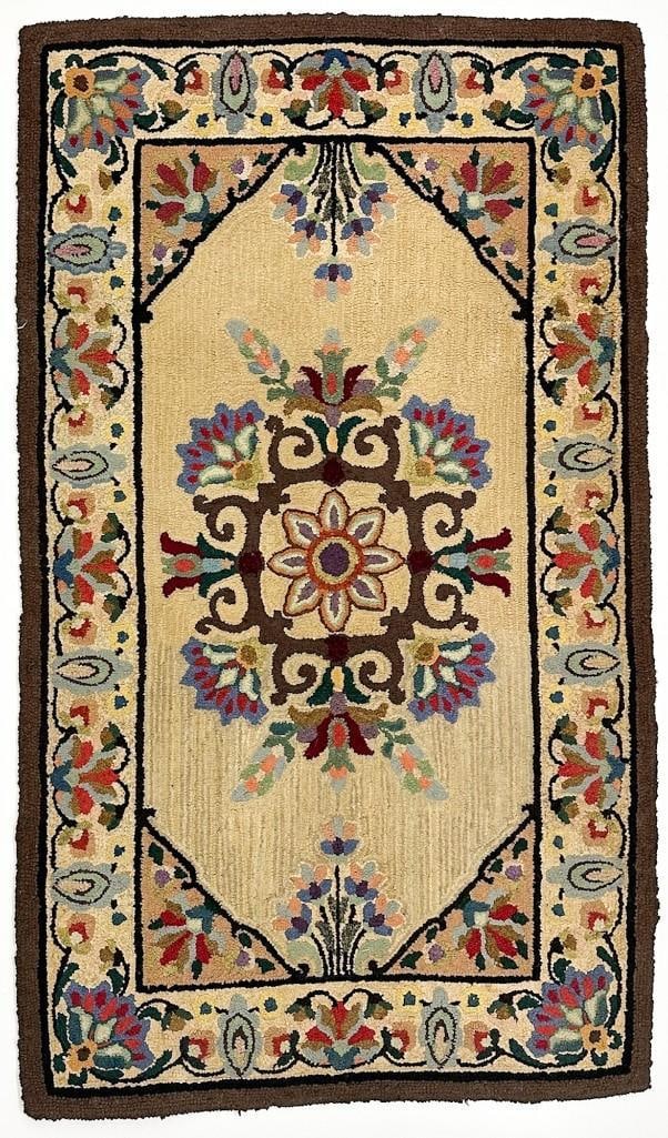 Vintage 1920s-30s Multicolor Floral Pattern Hook Rug (1 of 6)