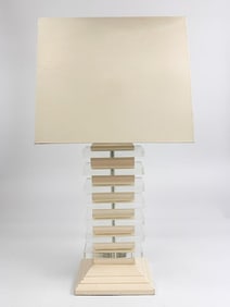 Esme Postmodern Acrylic and Wood Stack Table Lamp