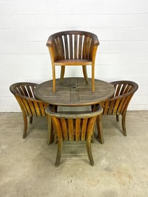 Smith & Hawken Teak Wood Outdoor Patio Dining Table With 4 Chairs