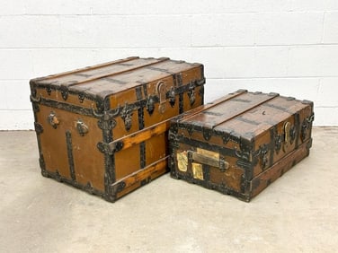 Lot of 2 Crouch & Fitzgerald Steamer Trunks