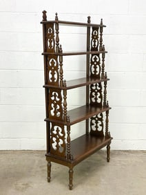 Antique 5 Tier Carved Turned Wood Etagere Curio Shelf