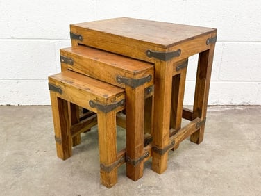 3 Piece Vintage Wood / Iron Nesting Tables India