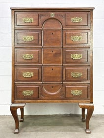 Antique Highboy Dresser w/ Arabesque Brass Pulls