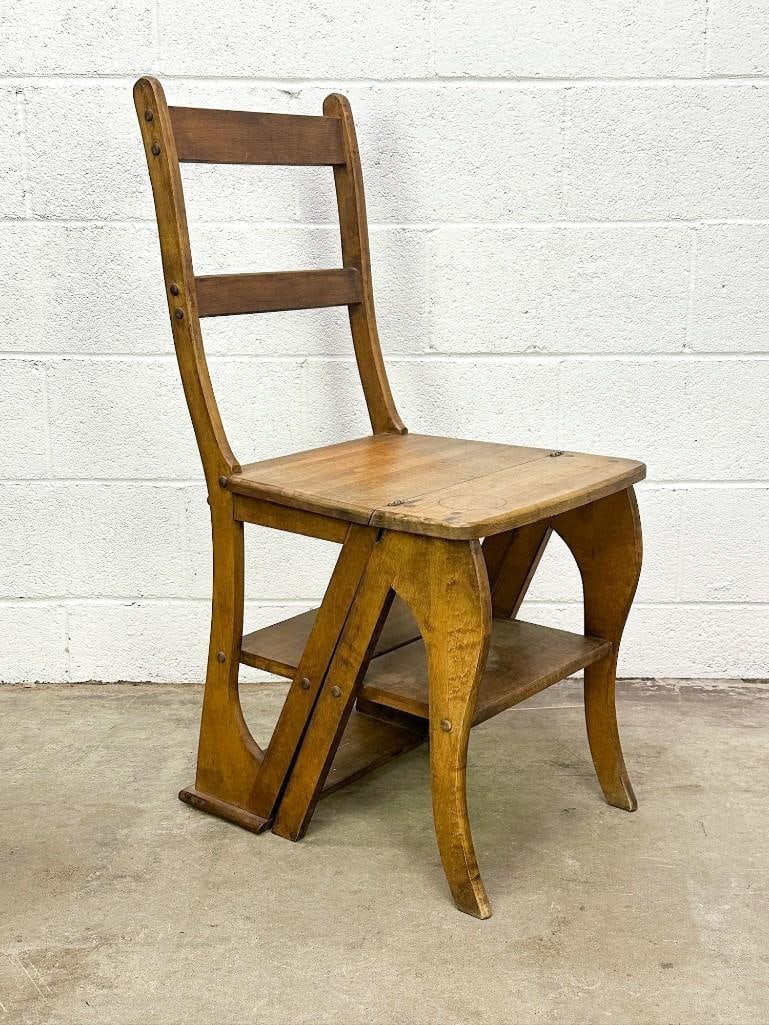 Antique Convertible Library Ladder / Chair (1 of 6)