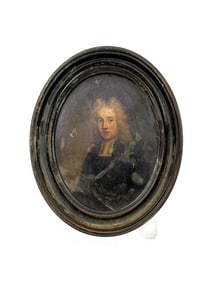 Antique 17th/18th Century Portrait on Metal Plate