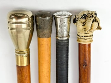 Lot of 4 Vintage Walking Stick Canes