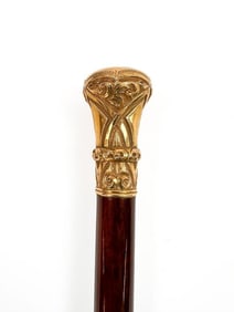 1875 National Line Railroad Gold Handled Walking Stick