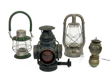 Lot of 4 Antique Railroad and Bicycle Lanterns