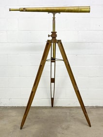 T. Cooke & Sons 19th Century Brass Telescope With Wood Tripod and Wood Box