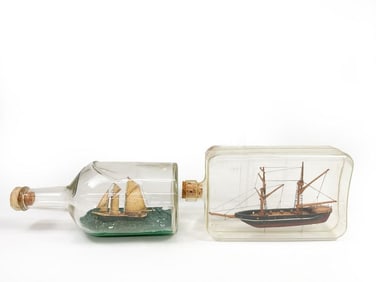 Lot of 2 Model Ships in Bottles