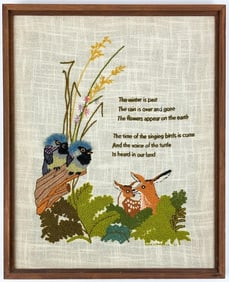 Vintage Framed Needlepoint Panel