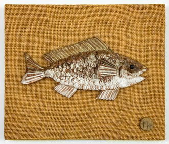 Signed MM Mounted Studio Pottery Ceramic Fish