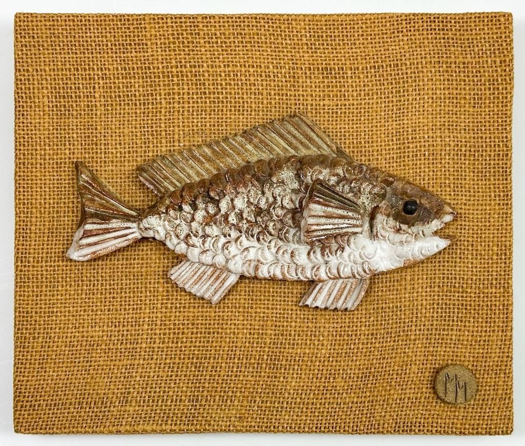 Signed MM Mounted Studio Pottery Ceramic Fish (1 of 6)