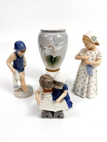 Lot of 4 Danish Porcelain Figures, Bing & Grondahl and Royal Copenhagen