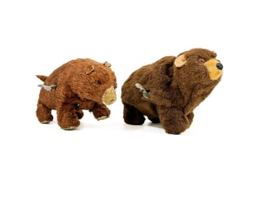 Two Very Cute Vintage Windup Toy Bears