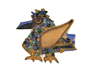Wonderful Midcentury Studio Ceramic Wall Hanging Bird Plaque