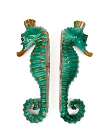Pair Matteo Di Lieto Ceramic Seahorse Candleholder Sconces Italy