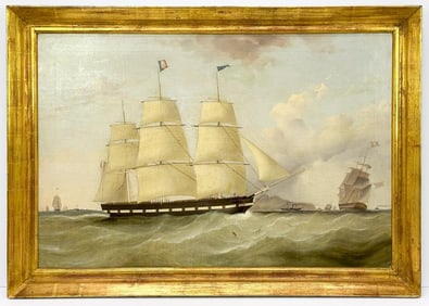 Samuel Walters (1811-1882) Oil on Canvas Ships at Sea