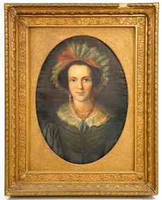 19th Century Oil on Canvas Portrait of a Woman