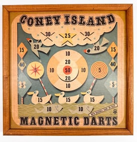 Framed Coney Island Magnetic Darts Game Box Lid