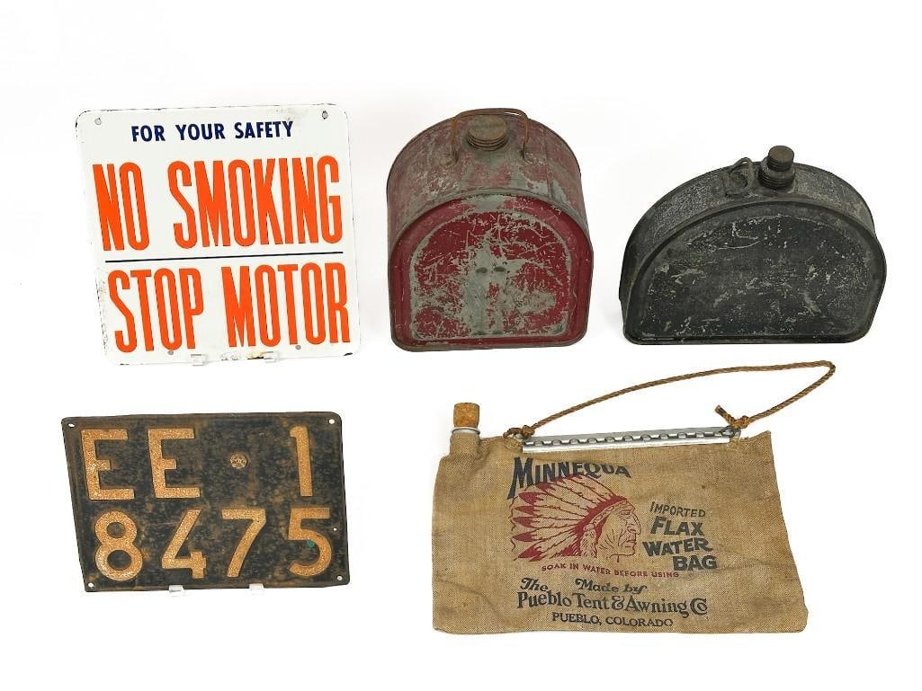 Lot of 5 Automobilia Lot Signs, Bag & Jerry Cans (1 of 7)