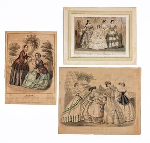 Lot of 3 Antique French Fashion Prints