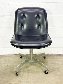 Midcentury Black Vinyl Office Chair w/ Casters