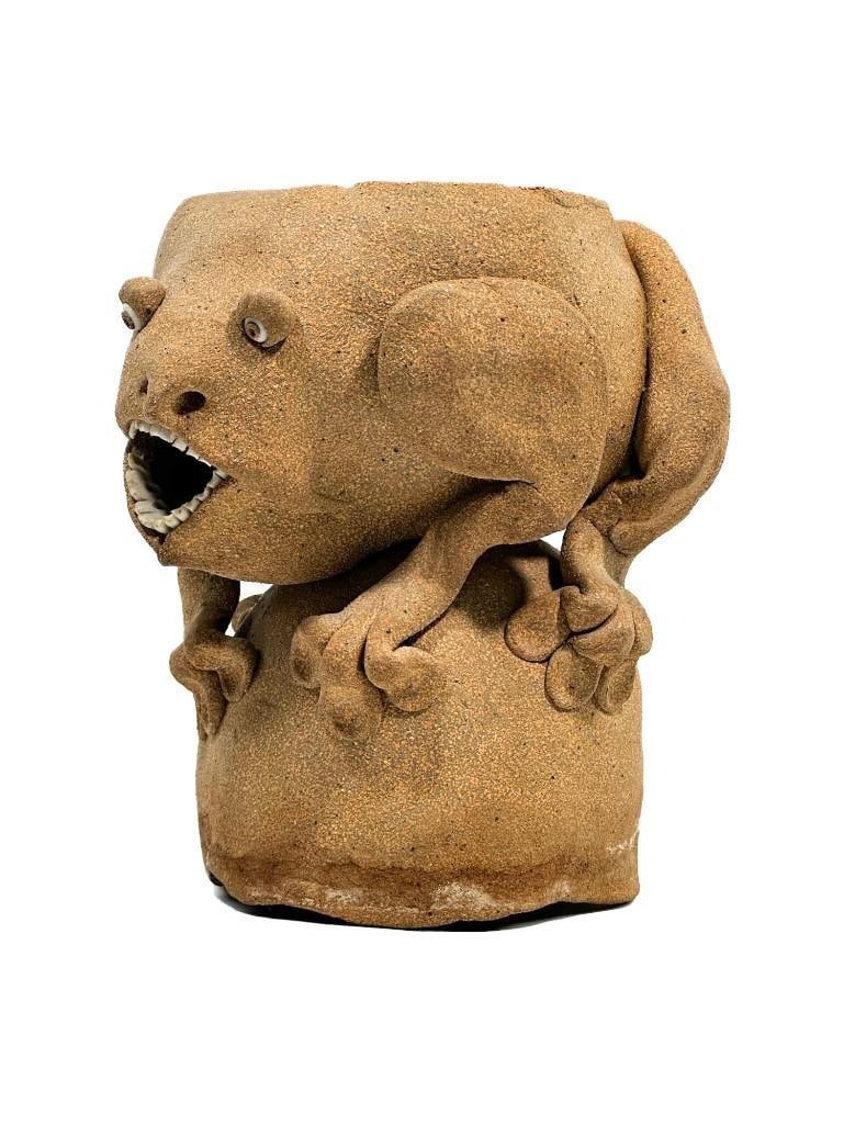 Maker Unknown Outsider Folk  Art Frog Planter (1 of 5)