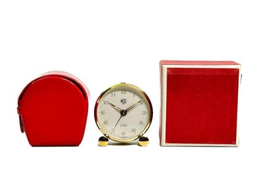 NOS 1950s Herz Swiss Travel 8 Day Alarm Clock