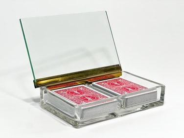 Midcentury Glass/Brass Playing Card or Cigarette Box