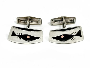 Ed Wiener Midcentury Sterling Silver Fish Cufflinks