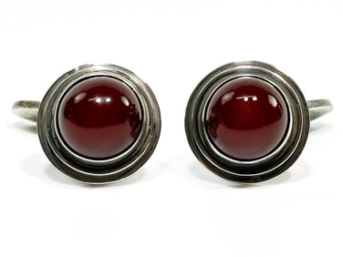 Harald Nielsen Georg Jensen Sterling Silver Carnelian Cabochon Cufflinks