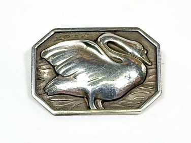 Georg Jensen Sterling Silver Swan Brooch Pin