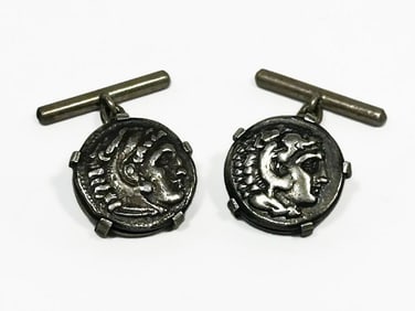 Ancient Greek Alexander The Great Coin Cufflinks