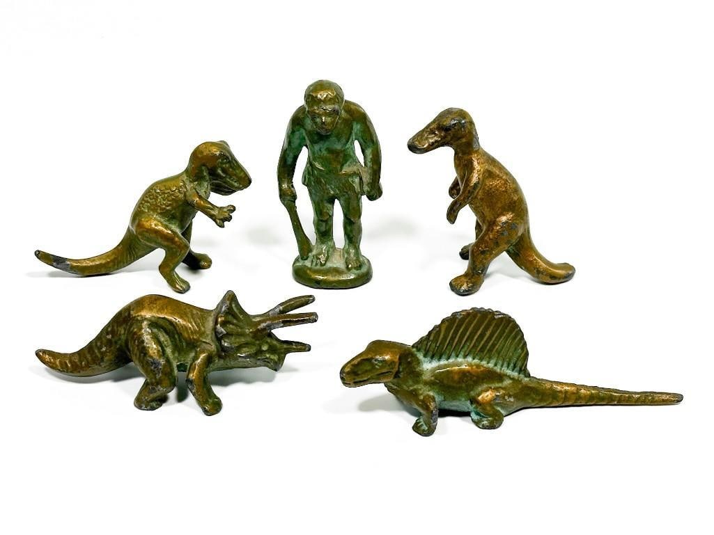 Lot of Five SRG Miniature Cast Metal Dinosaurs & Caveman Figures (1 of 6)