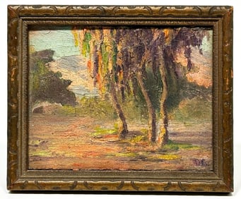 Artist Unknown Miniature Oil On Board California Landscape